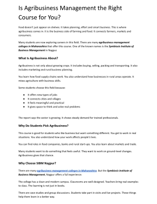 Is Agribusiness Management the Right Course for You