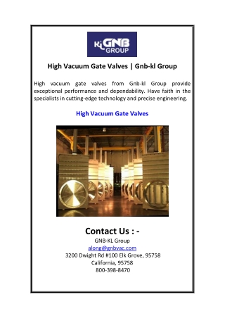 High Vacuum Gate Valves  Gnb-kl Group