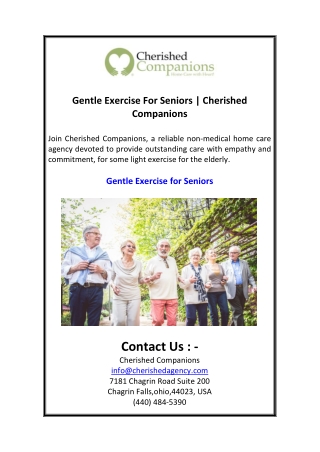 Gentle Exercise For Seniors  Cherished Companions