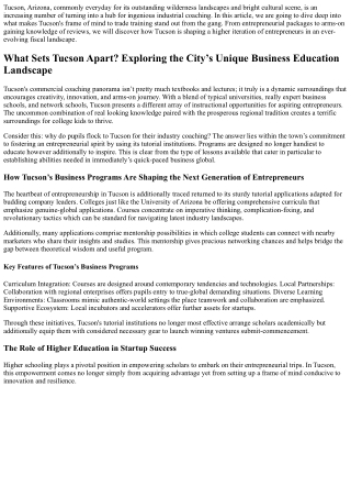 What Sets Tucson Apart? Exploring the City’s Unique Business Education Landscape