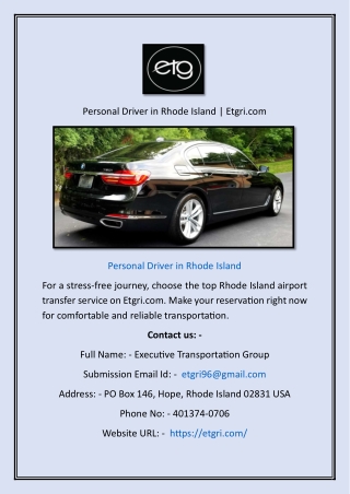 Private Airport Transportation Massachusetts | Etgri.com