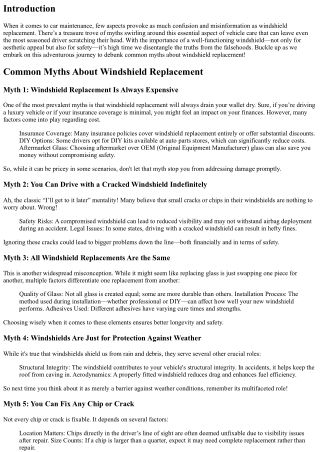 Common Myths About Windshield Replacement Debunked