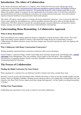 Collaboration with Home Construction Contractors Yields Stunning Results in LA H