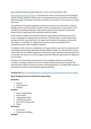 Space Situational Awareness (SSA) Market