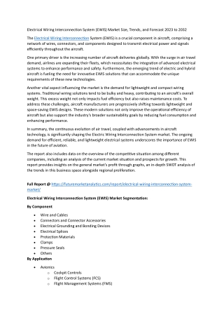 EWIS for the Aerospace Industry: Supply Chain and Innovation Focus