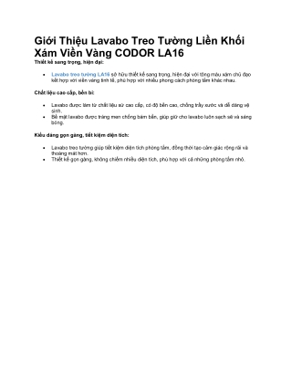 Lavabo Treo Tường Liền Khối Xám Viền Vàng CODOR LA16