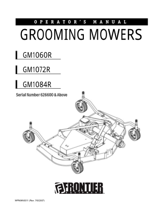 John Deere Frontier GM1060R GM1072R GM1084R Grooming Mowers (Serial Number 626600 and Above) Operator’s Manual Instant D