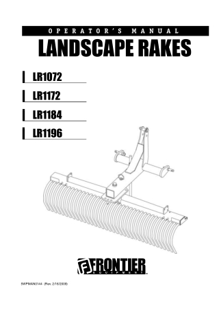 John Deere Frontier LR1072 LR1172 LR1184 LR1196 Landscape Rakes Operator’s Manual Instant Download (Publication No. 5WPM