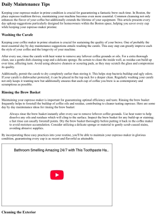 Homeowner Tips About Cleansing Coffee Makers In Boston, Massachusetts