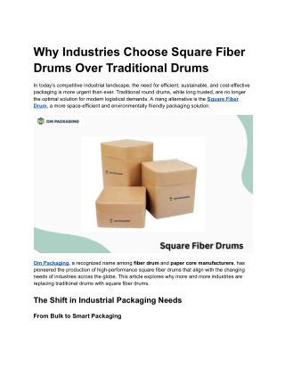 Why Industries Choose Square Fiber Drums Over Traditional Drums