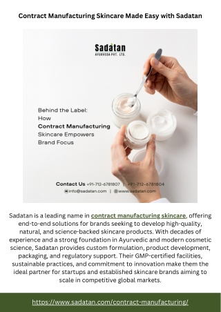 Contract Manufacturing Skincare Made Easy with Sadatan