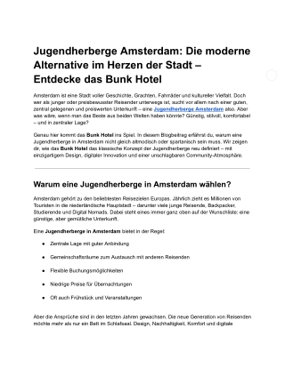 Jugendherberge Amsterdam_ Die moderne Alternative im Herzen der Stadt – Entdecke das Bunk Hotel