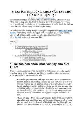 04 LỢI ÍCH KHI DÙNG KHÓA VÂN TAY CHO CỬA KÍNH HIỆN ĐẠI