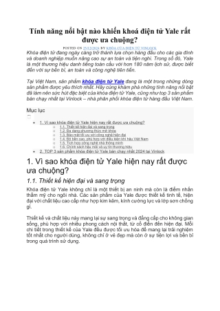 Tính năng nổi bật nào khiến khoá điện tử Yale rất được ưa chuộng