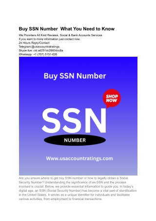 Buy SSN Number(usaccountratings)