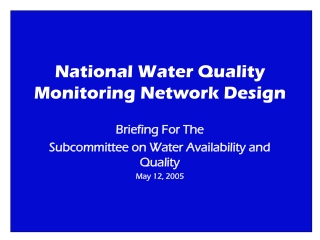 National Water Quality Monitoring Network Design