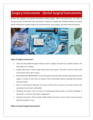 Surgery Instruments - Dental Surgical Instruments