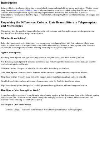Unpacking the Differences: Cube vs. Plate Beamsplitters in Teleprompters and Mic