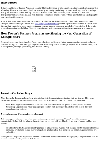 A New Era of Entrepreneurship Education: Insights from Tucson’s Top Schools