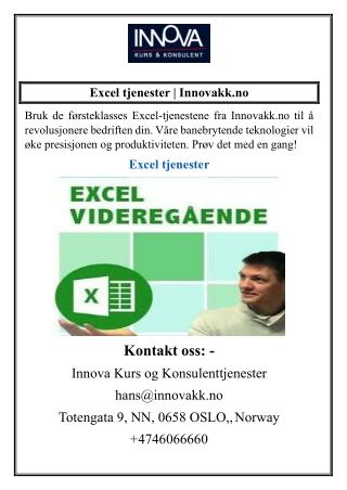Excel tjenester  Innovakk.no