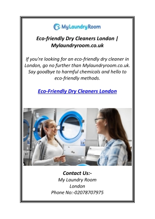Eco-friendly Dry Cleaners London | Mylaundryroom.co.uk