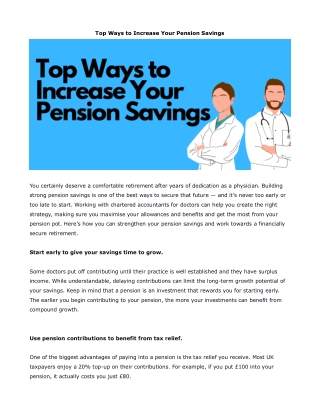 Top Ways to Increase Your Pension Savings