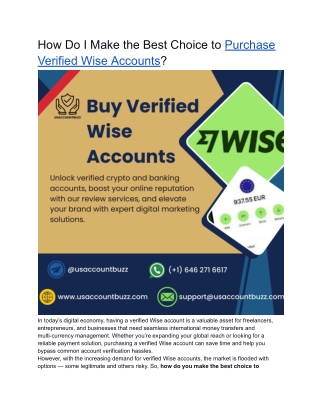 How Do I Make the Best Choice to Purchase Verified Wise Accounts_