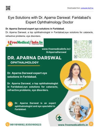 Eye Solutions with Dr. Aparna Darswal Faridabad’s Expert Ophthalmology Doctor