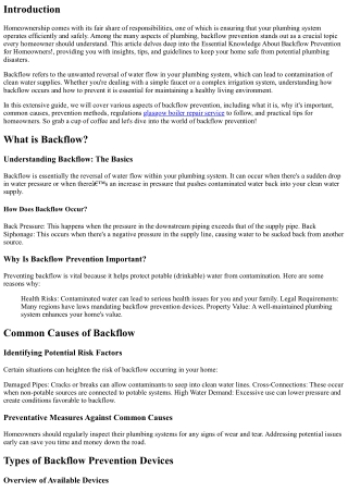 **Essential Knowledge About Backflow Prevention for Homeowners!**