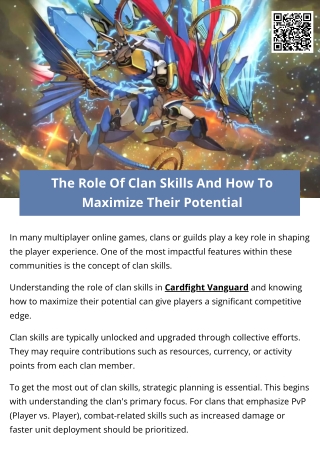 The Role Of Clan Skills And How To Maximize Their Potential