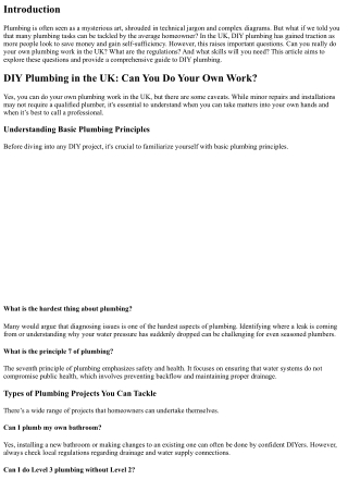 **DIY Plumbing in the UK: Can You Do Your Own Work?**