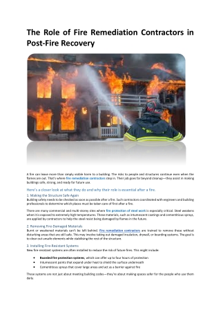 The Role of Fire Remediation Contractors in Post-Fire Recovery