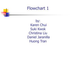 Flowchart 1 by: Karen Chui Suki Kwok Christina Liu Daniel Jaranilla Huong Tran