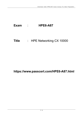 HPE6-A87 HPE Networking CX 10000 Dumps
