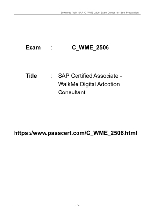 C_WME_2506 WalkMe Digital Adoption Consultant Dumps