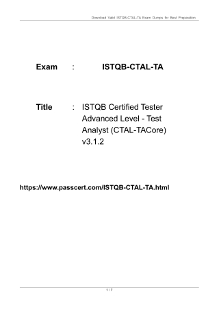 Test Analyst ISTQB-CTAL-TA Certification Dumps