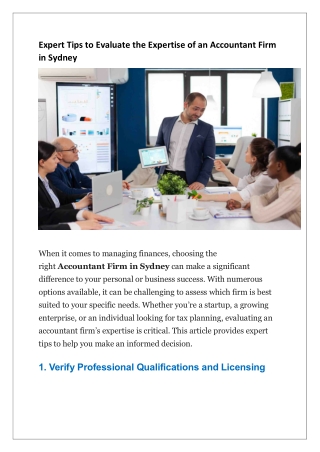 Expert Tips to Evaluate the Expertise of an Accountant Firm in Sydney