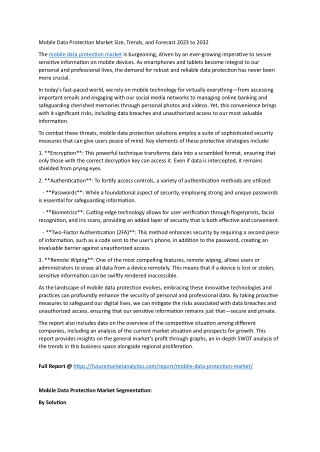 Securing the Mobile Frontier: Trends in the Mobile Data Protection Market