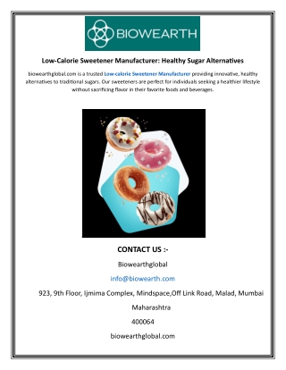 Low-Calorie Sweetener Manufacturer Healthy Sugar Alternatives