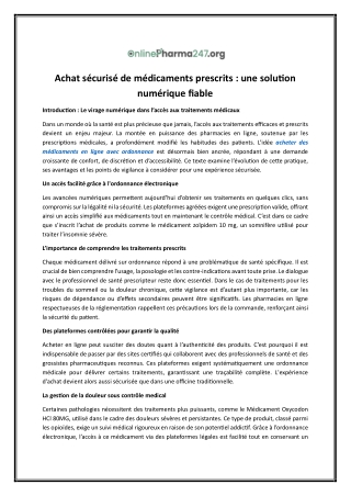 Acheter des médicaments en ligne sur ordonnance | Onlinepharma247.org