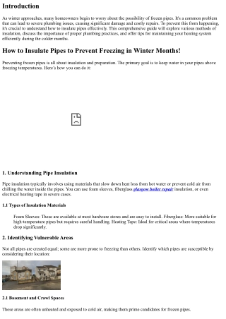 **How to Insulate Pipes to Prevent Freezing in Winter Months!**