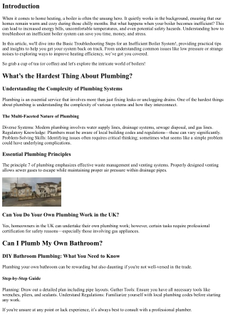 **Basic Troubleshooting Steps for an Inefficient Boiler System!**