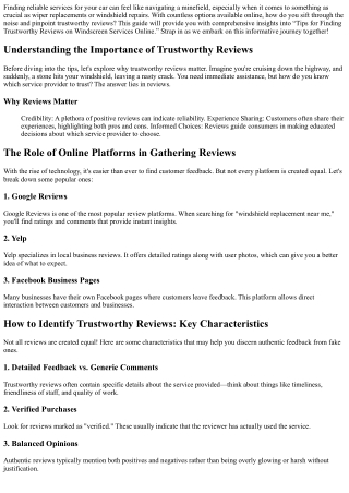 Tips for Finding Trustworthy Reviews on Windscreen Services Online