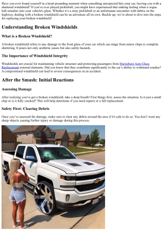 After the Smash: Steps for Replacing Your Broken Windshield