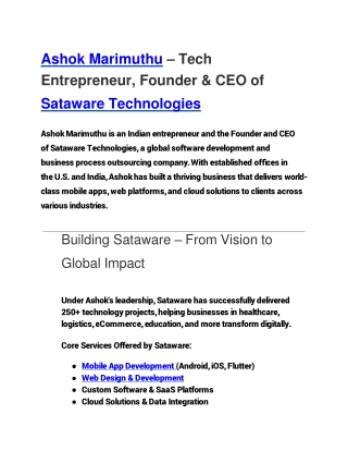 Ashok_Sataware_Bio_Article