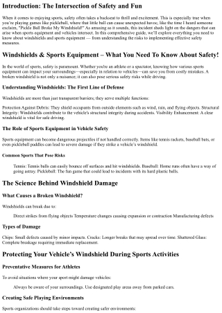Windshields & Sports Equipment – What You Need To Know About Safety!