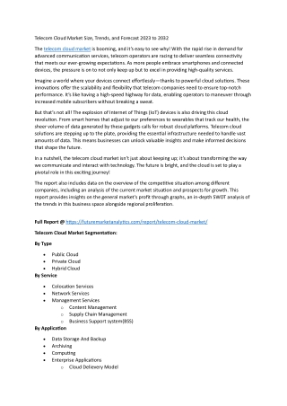 Telecom Meets Cloud: Market Disruption and Strategic Shifts