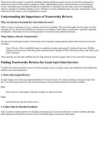 Finding Trustworthy Reviews for Local Auto Glass Services
