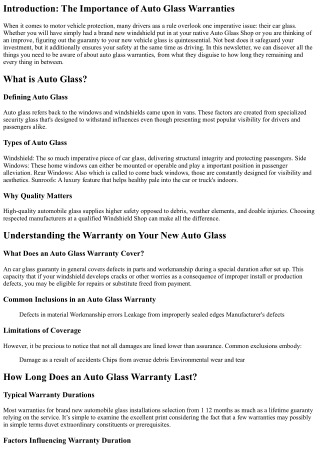 Understanding the Warranty on Your New Auto Glass