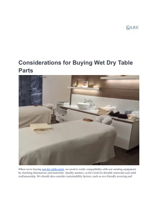 Considerations for Buying Wet Dry Table Parts-Livingearthcrafts